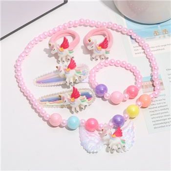 儿童项链饰品套装手提包装串珠项链手串发夹可爱