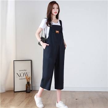 新款孕妇背带裤薄款夏装高弹力阔腿七分裤棉时尚宽松加大码孕妇装