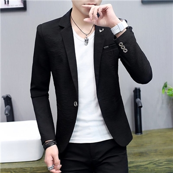 时尚纯色棉麻西装