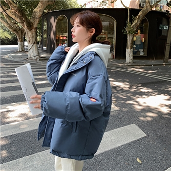 实拍2021冬季羽绒服女新款加厚棉服网红韩版假两件宽松棉衣