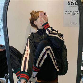 小香风套装裤休闲潮休闲时尚两件套棒球服女