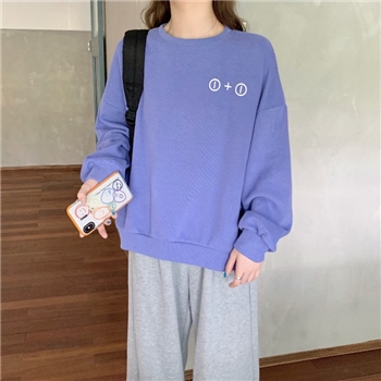 2021秋装新款圆领字母印花套装加绒加厚250克卫衣款 