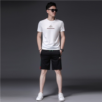 XJ2021夏季套装k袖t恤套装男夏季纯棉圆领潮流体恤半袖丅大码388