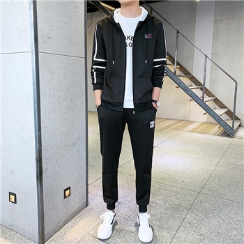 休闲运动套装男连帽开衫夹克2021新款时尚简约休闲运动套装两件套