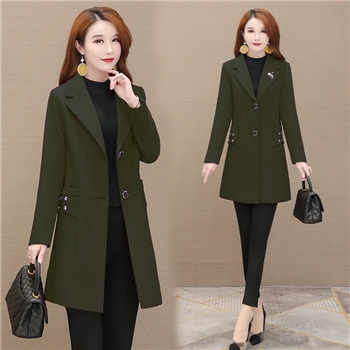 斜纹高捻丝西装领中长款大衣