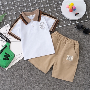 男童夏装短袖套装0-5岁儿童polo衫翻领T桖短裤2件套外贸童装